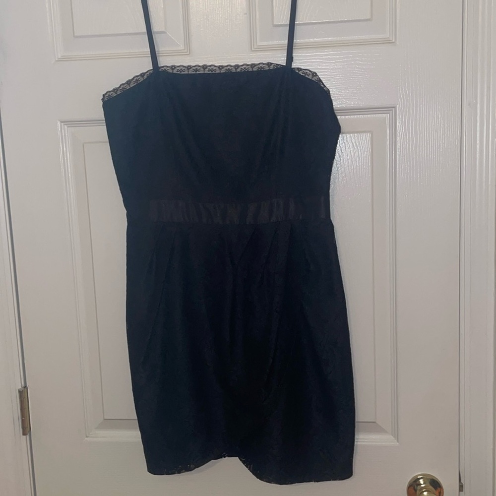 Black lace mini dress